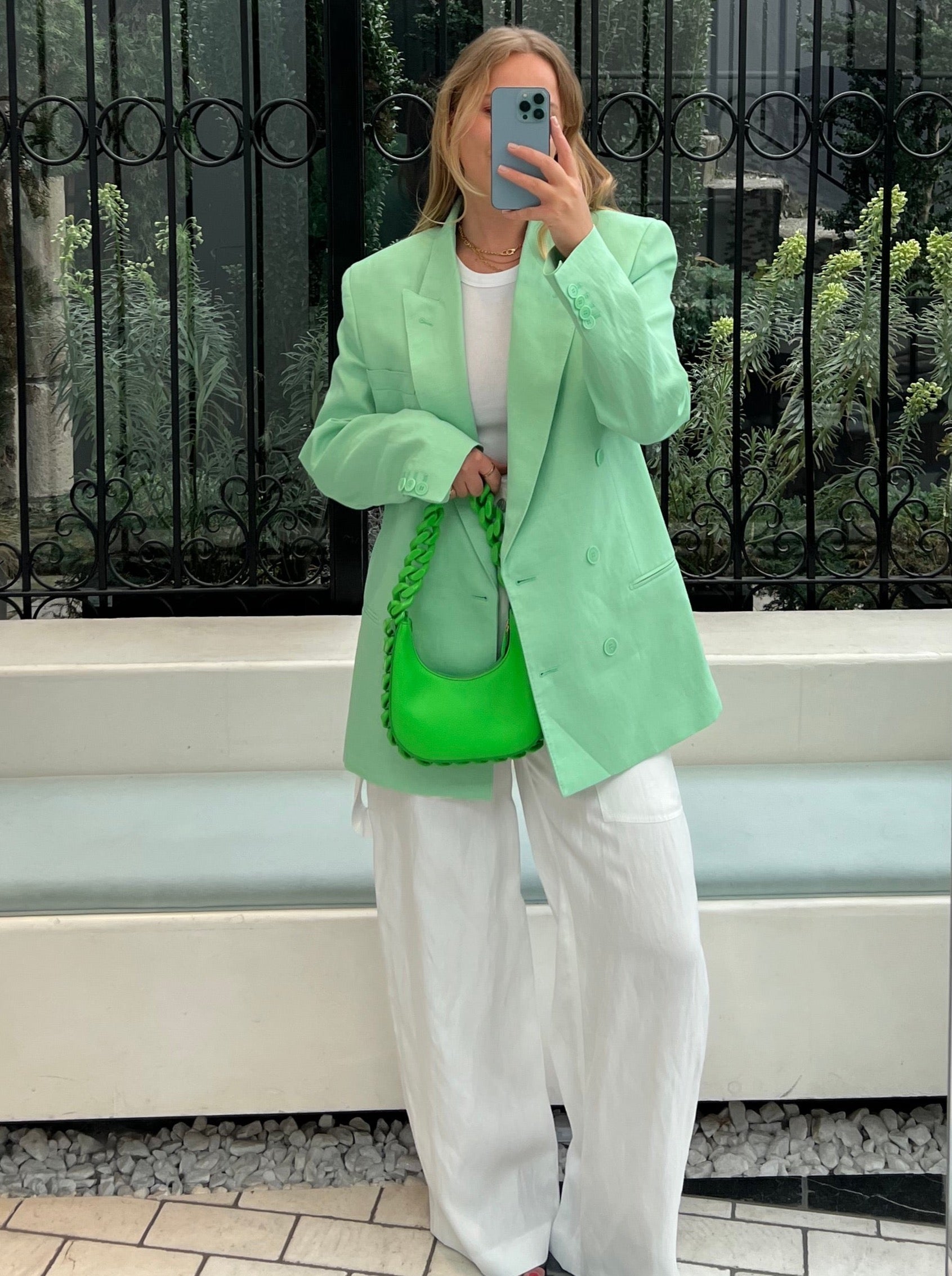 Stella McCartney-Oversized D.B. Blazer - Mint-Blazers-Boboli-Vancouver-Canada