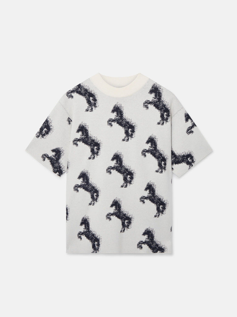 Stella McCartney-Pixel Horse Wool Jaquard T-Shirt - Multi-Shirts-S-Boboli-Vancouver-Canada