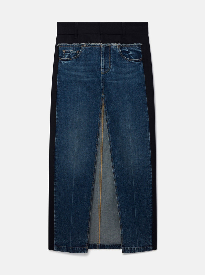 Stella McCartney-Twill Panelled Denim Maxi Skirt - Blue Vintage-Skirts-XS-Boboli-Vancouver-Canada