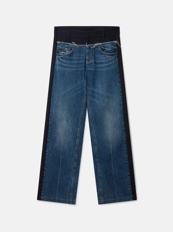 Stella McCartney-Twill Panelled Denim Wide Leg Jeans - Blue Vintage-Pants-25-Boboli-Vancouver-Canada