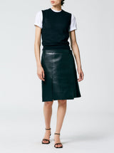 Tibi-Bonded Leather Slash Skirt - Black-Skirts-Boboli-Vancouver-Canada