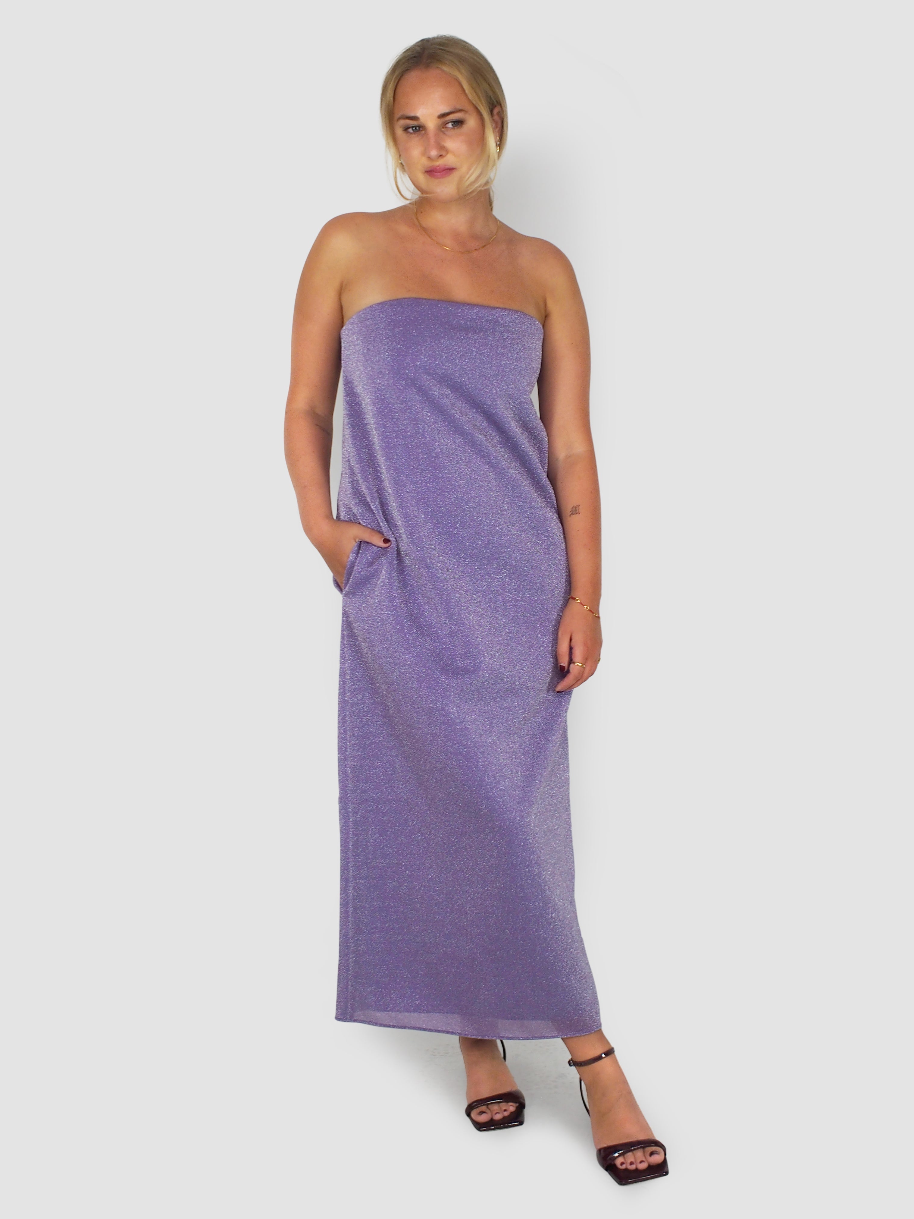 Tibi-Lurex Haze Strapless Dress - Lavender-Dresses-Boboli-Vancouver-Canada