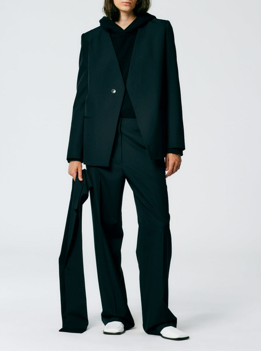 Tibi-Refined Wool Suiting Blazer - Black-Blazers-Boboli-Vancouver-Canada