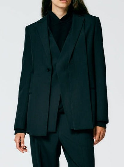 Tibi-Refined Wool Suiting Blazer - Black-Blazers-US 02-Boboli-Vancouver-Canada