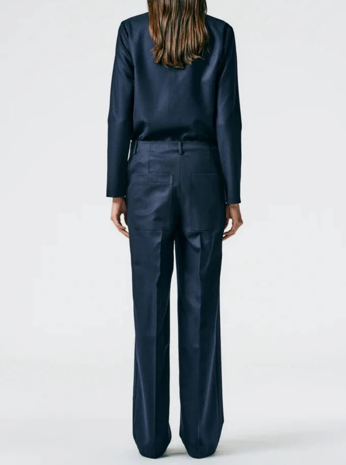 Tibi-Rodney Straight Leg Trouser - Navy-Pants-Boboli-Vancouver-Canada