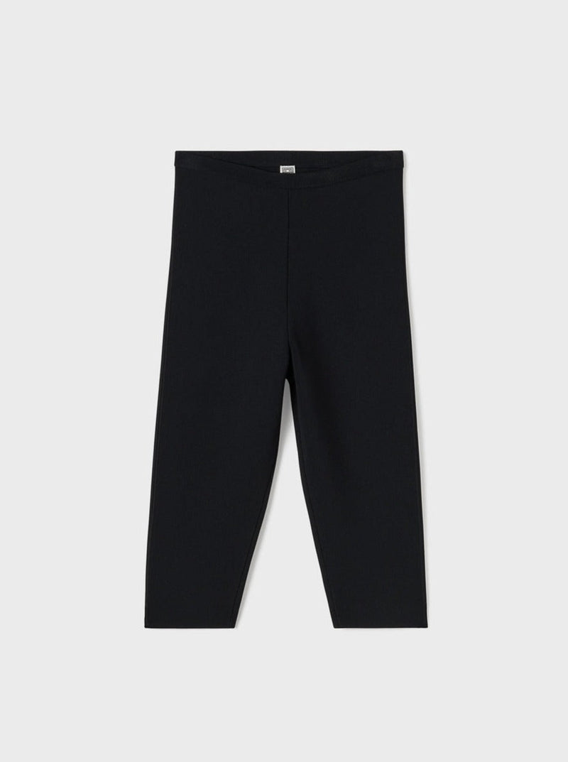 Totême-Cropped Compact Knit Leggings - Black-Pants-Boboli-Vancouver-Canada