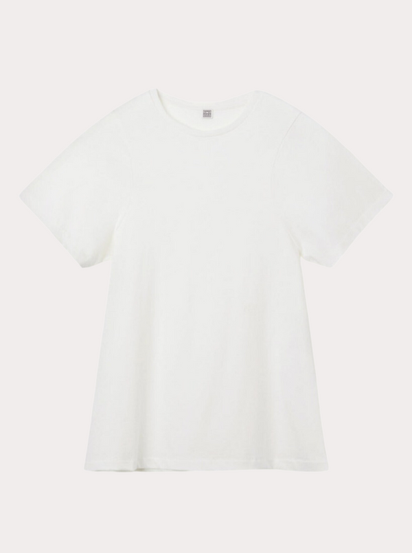 Totême-Curved Seam Tee - White-Shirts-Boboli-Vancouver-Canada