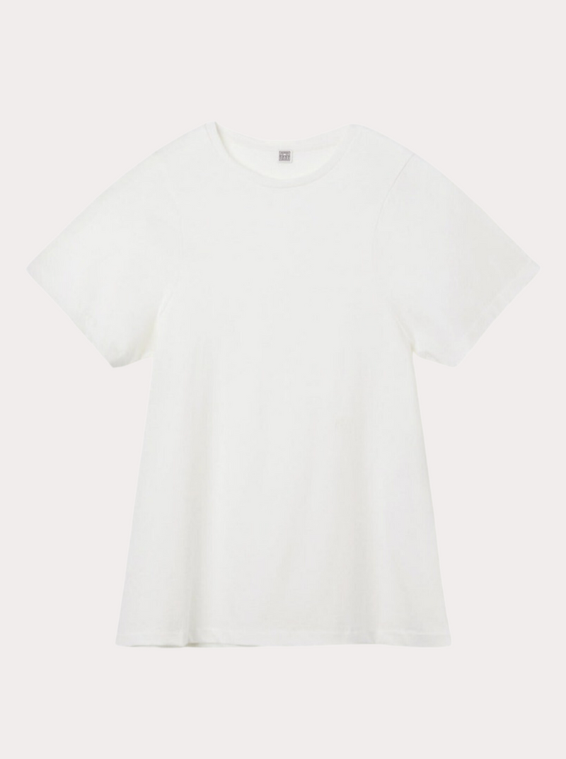 Totême-Curved Seam Tee - White-Shirts-Boboli-Vancouver-Canada