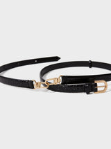 Totême-Double Clasp Leather Belt - Croco-Belts-One Size-Boboli-Vancouver-Canada