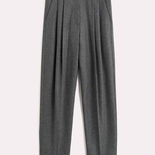 Double-pleated tailored trousers grey mélange