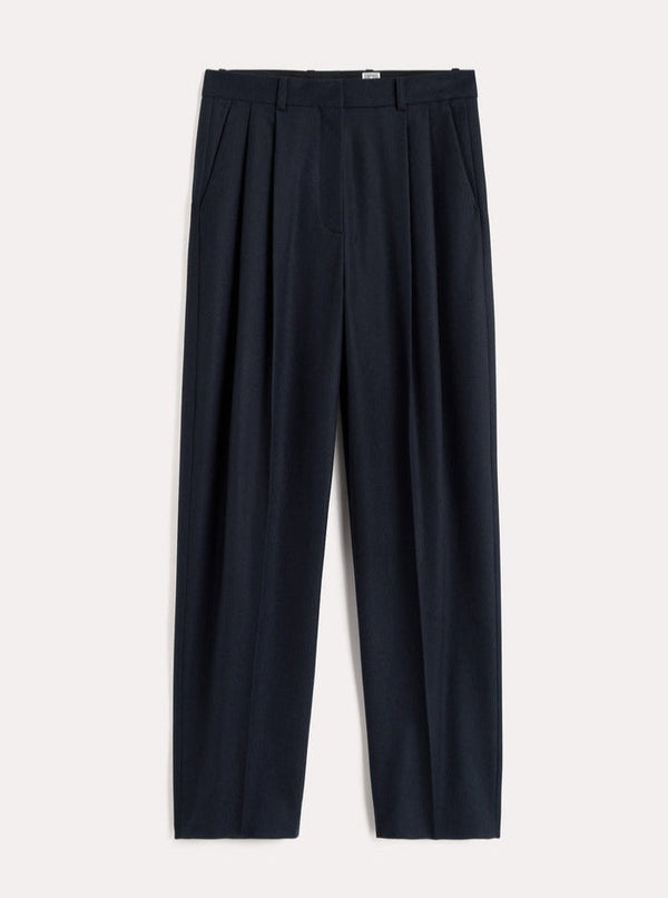 Totême-Double Pleated Tailored Trousers - Navy-Pants-IT 34-Boboli-Vancouver-Canada