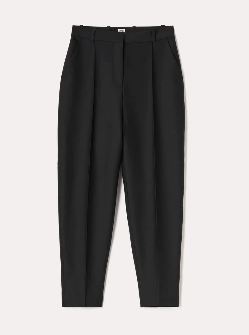 Sewn Pleat Evening Trousers Black
