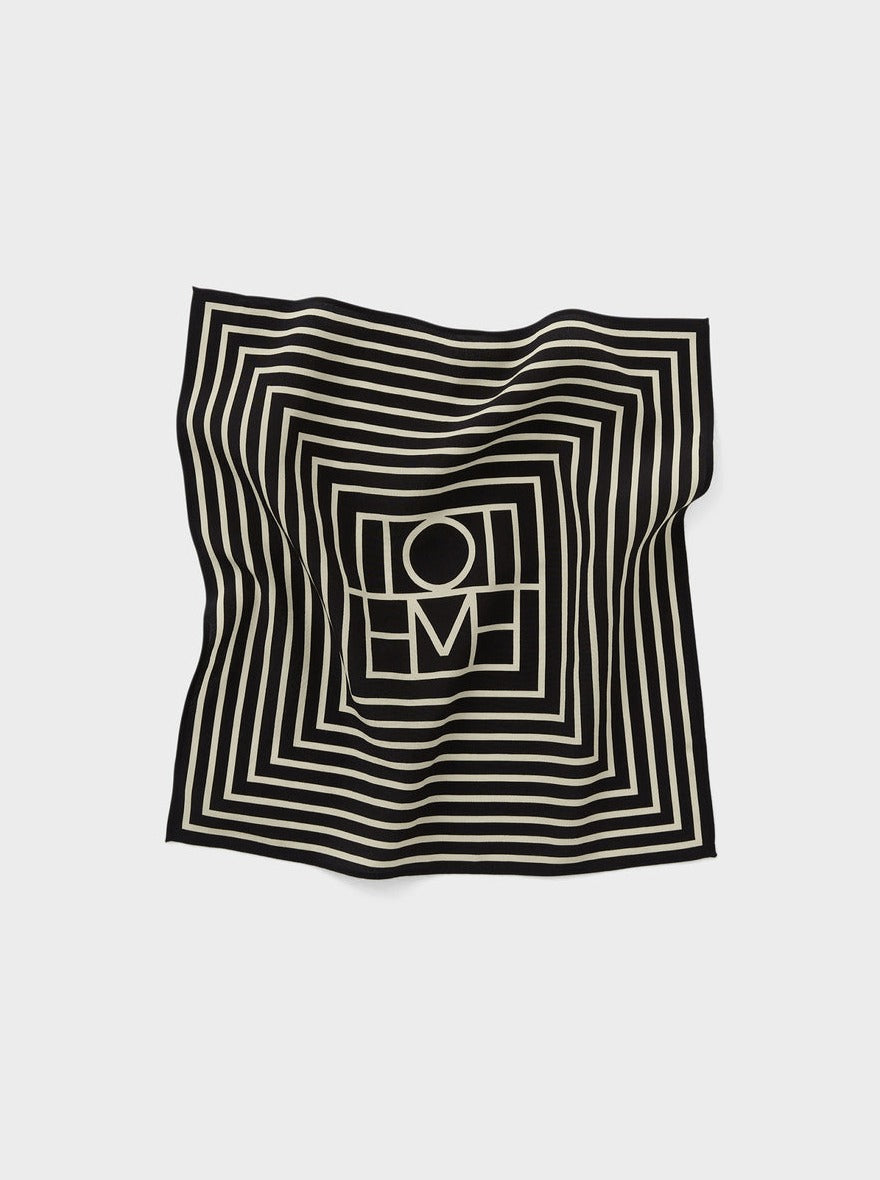 Totême-Signature Monogram Silk Pocket Scarf - Black-Scarves-One Size-Boboli-Vancouver-Canada