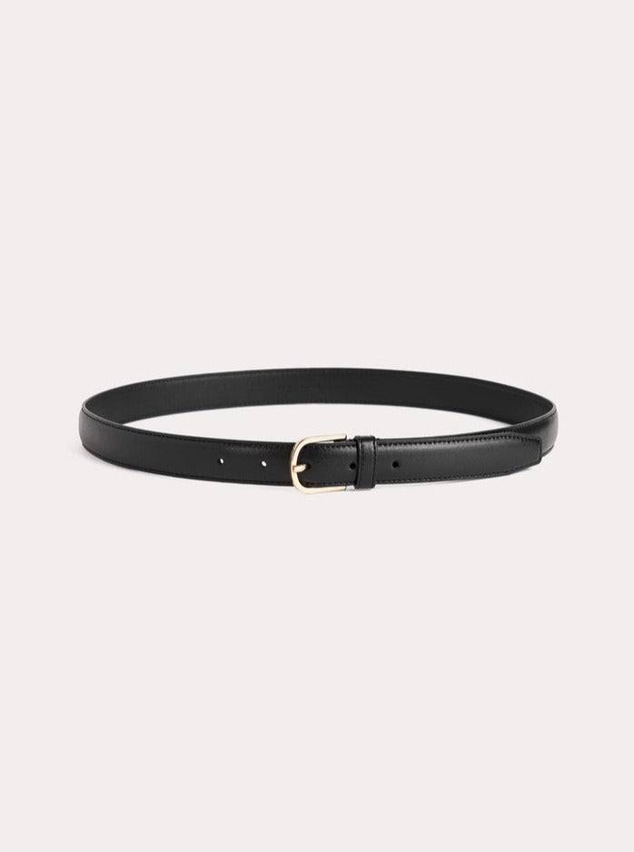 Totême-Slim Trouser Leather Belt - Black-Belts-Boboli-Vancouver-Canada