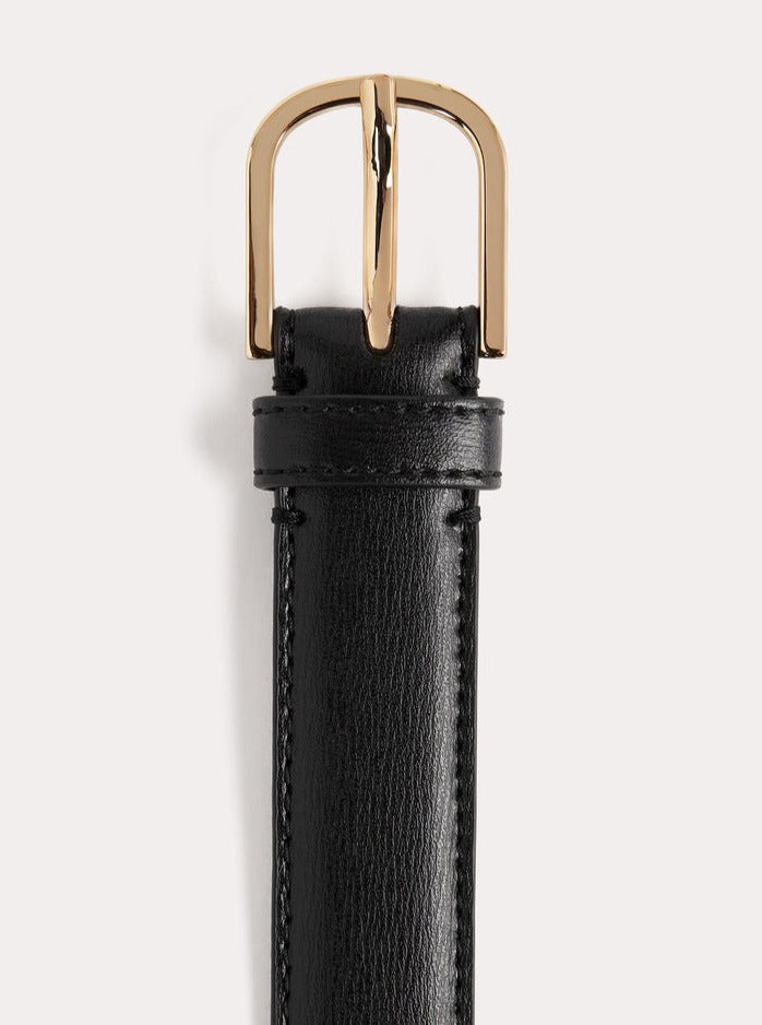 Totême-Slim Trouser Leather Belt - Black-Belts-Boboli-Vancouver-Canada