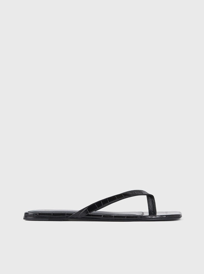 Totême-The Flip Flop Flat - Black Croco-Shoes-Boboli-Vancouver-Canada