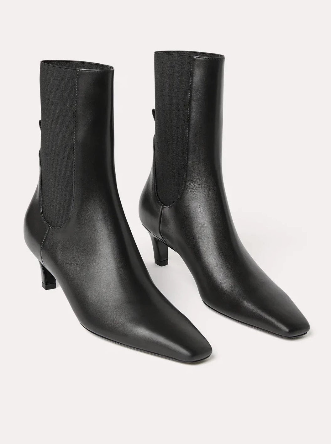 Totême-The Mid Heel Leather Boot - Black-Shoes-Boboli-Vancouver-Canada