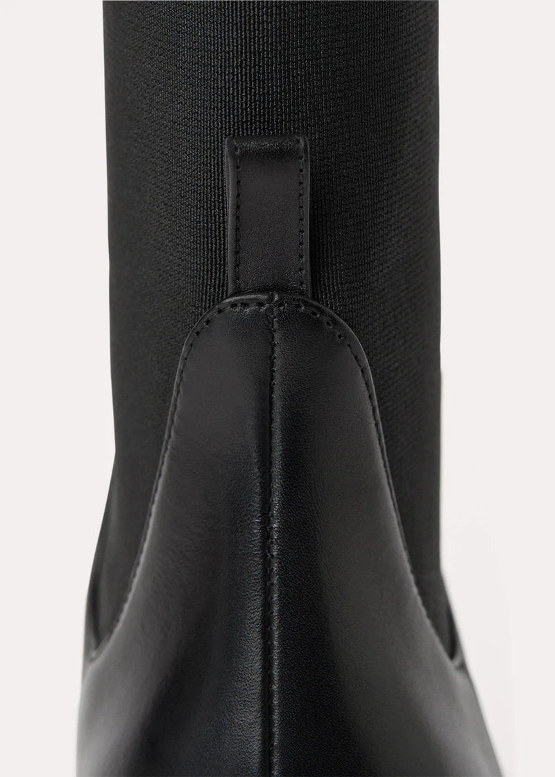 Totême-The Mid Heel Leather Boot - Black-Shoes-Boboli-Vancouver-Canada