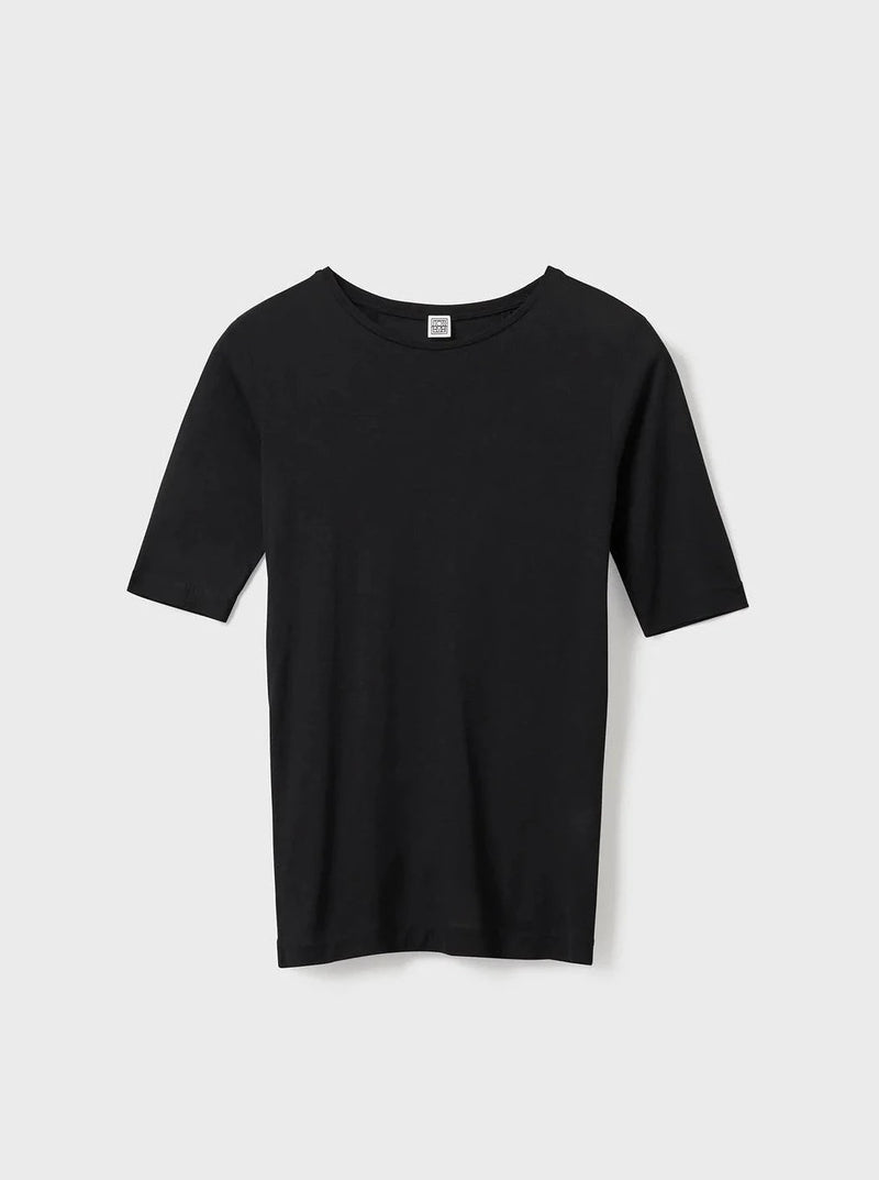 Totême-Thin Cashmere Modal Tee - Black-T-Shirts-XS-Boboli-Vancouver-Canada