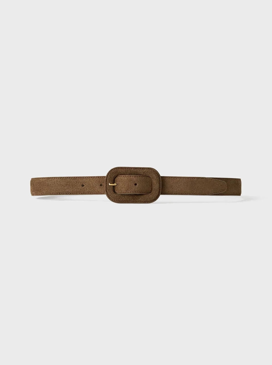 Totême-Wide Covered Buckle Suede Belt - Brown Suede-Belts-70-Boboli-Vancouver-Canada