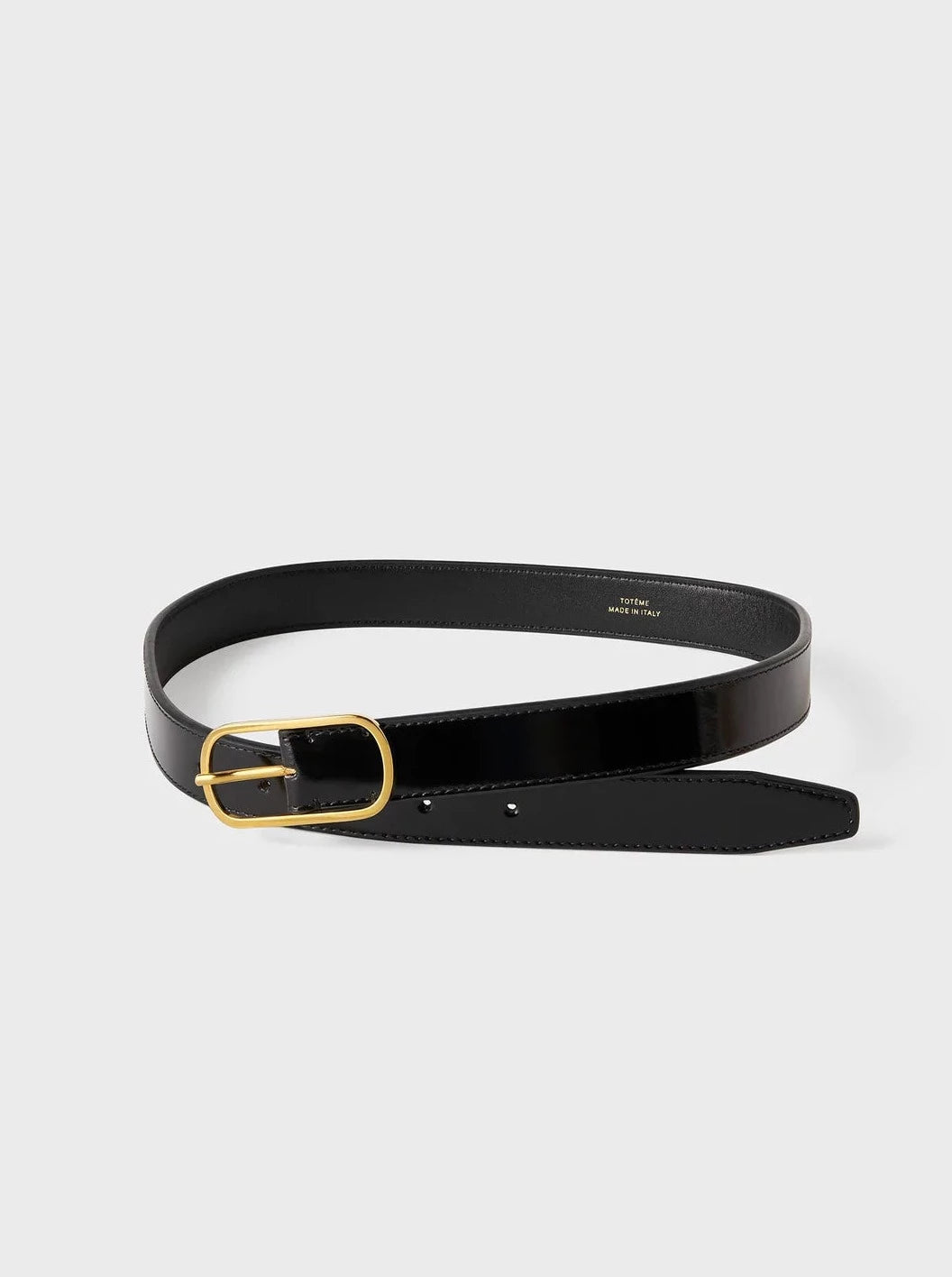 Totême-Wide Oval Buckle Leather Belt - Black-Belts-Boboli-Vancouver-Canada