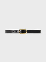 Totême-Wide Oval Buckle Leather Belt - Black-Belts-Boboli-Vancouver-Canada