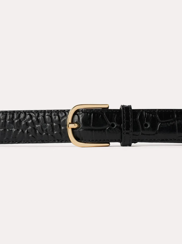 1 Inch Black Leather Belt Womens Western Belt Silver Vintage Buckle Belt  Mens Western Belts Women's Belts Thin Belt Crocodile Embossed Croco -   Canada