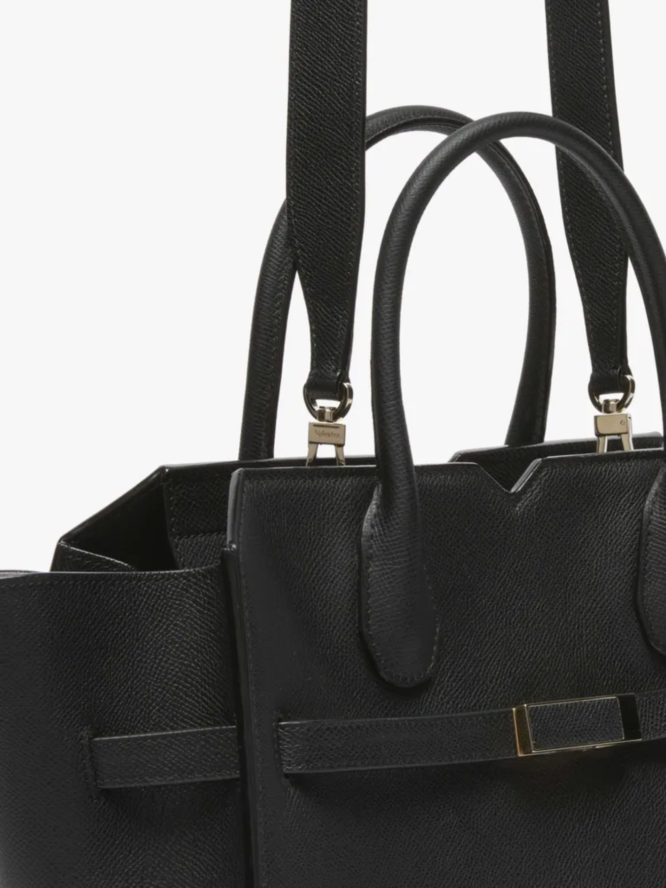 Valextra-Milano Two Handles Medium Bag - Black-Bags-One Size-Boboli-Vancouver-Canada