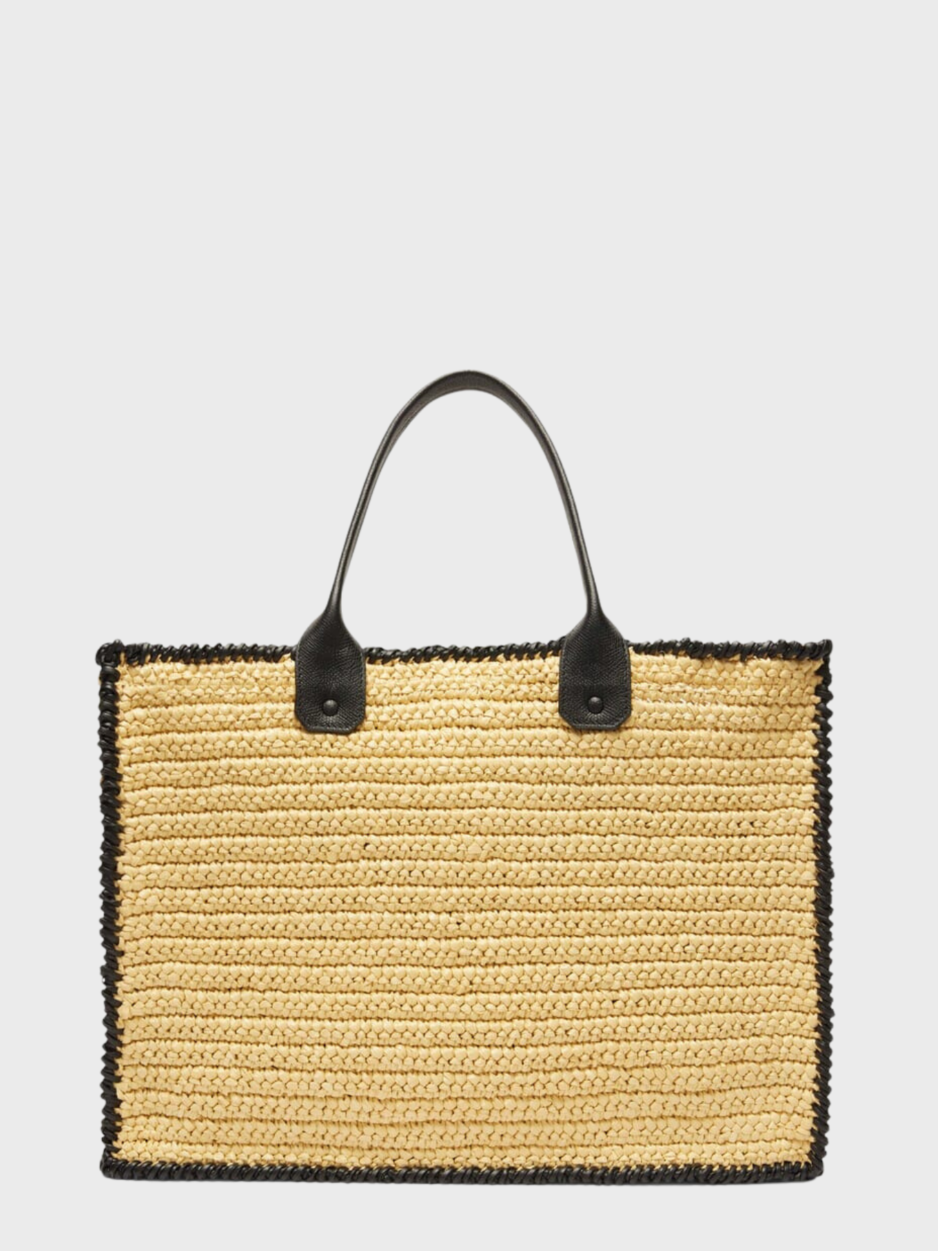 Valextra-Soft Tote Raffia Crochet Bag - Beige/Black-Bags-One Size-Boboli-Vancouver-Canada