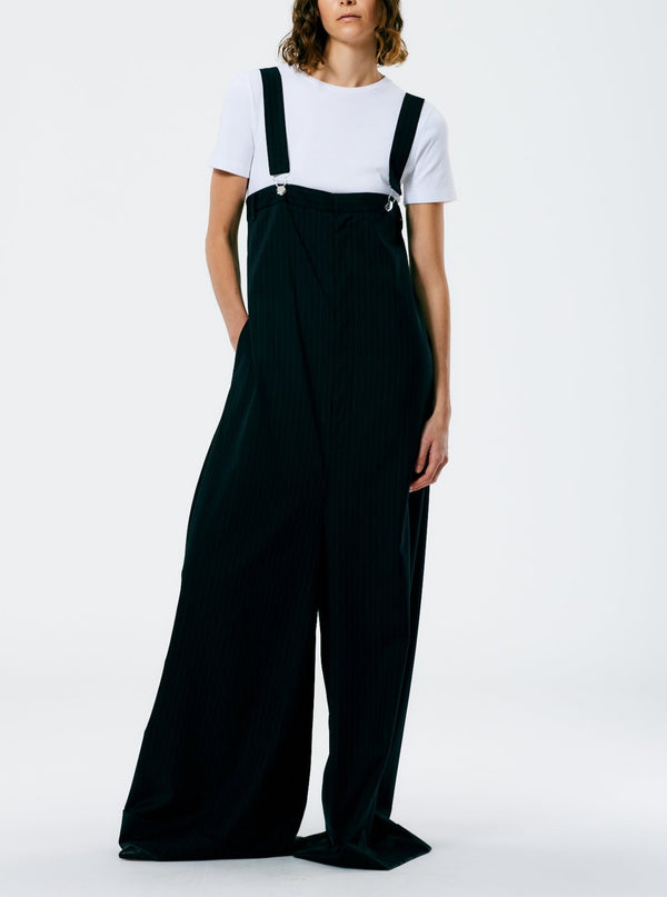 Dominic Pinstripe Overall Pant - Black/White