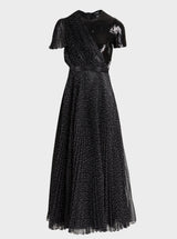 Polka Dot Midi Dress - Black/Ivory