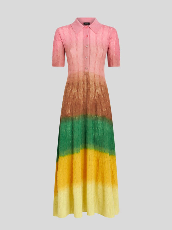 Colour Shaded Wool Jersey Dress - Multi