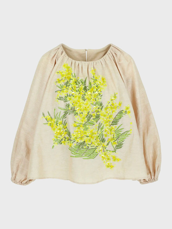 Top Georgina Embroidered - Beige-Embroidered