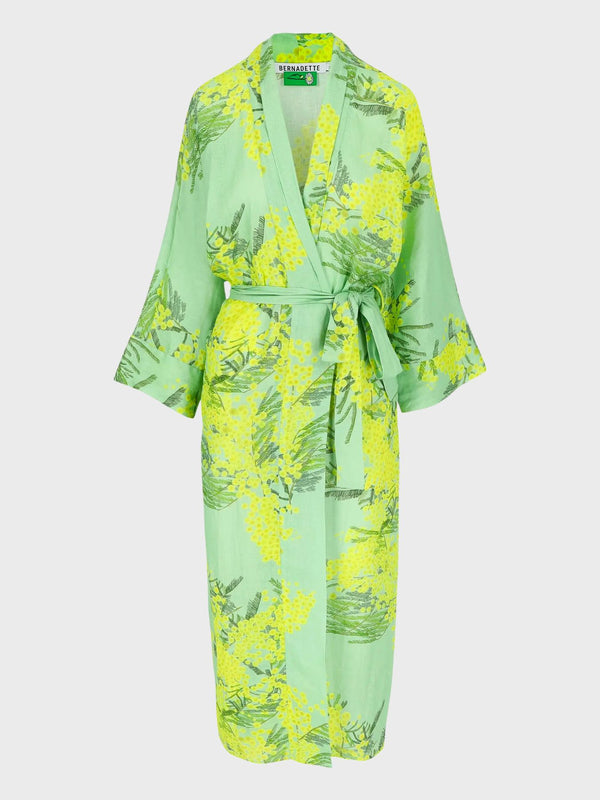 Wrap Dress Peignoir Linen - Mimosa-Mint