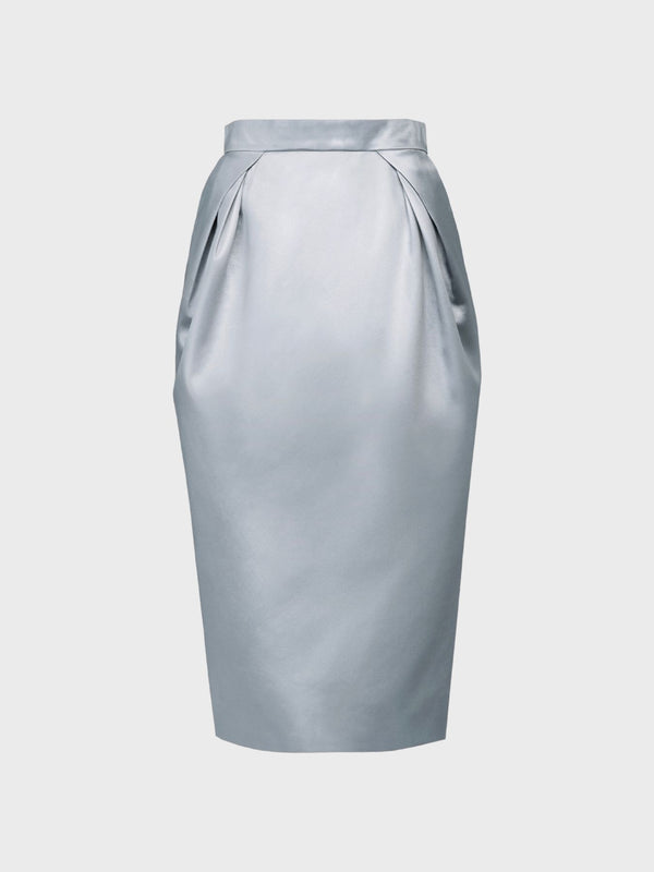 Cintzed Satin Skirt - Light Blue