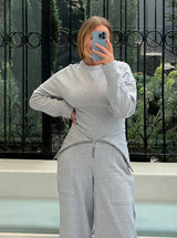 Rounded Volume Sweat Shirt - Grey Melange