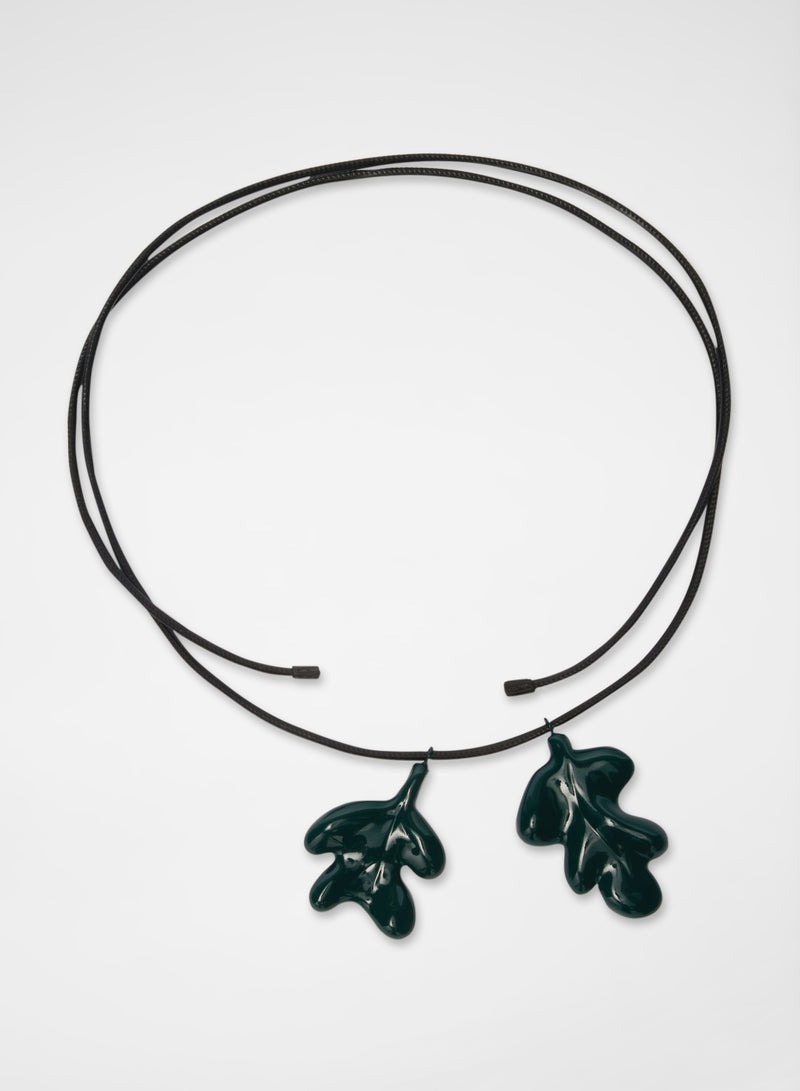 Metal Jewelry Leaf Belt - Dark Green
