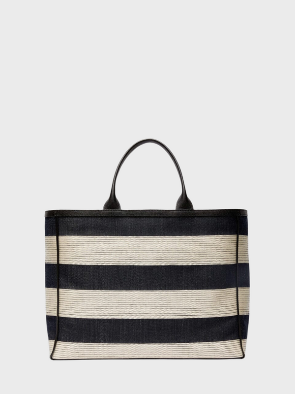Tote Bag Denim Stripe Large - Black/White