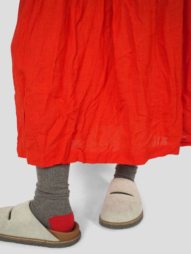 Washed Bosco Lungo Dress - Red Orange