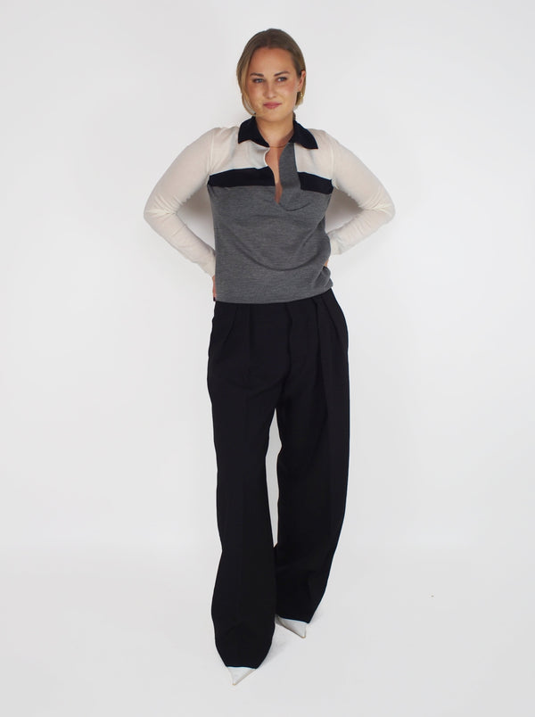 L.S. Multicolor Polo Knit - Butter Grey