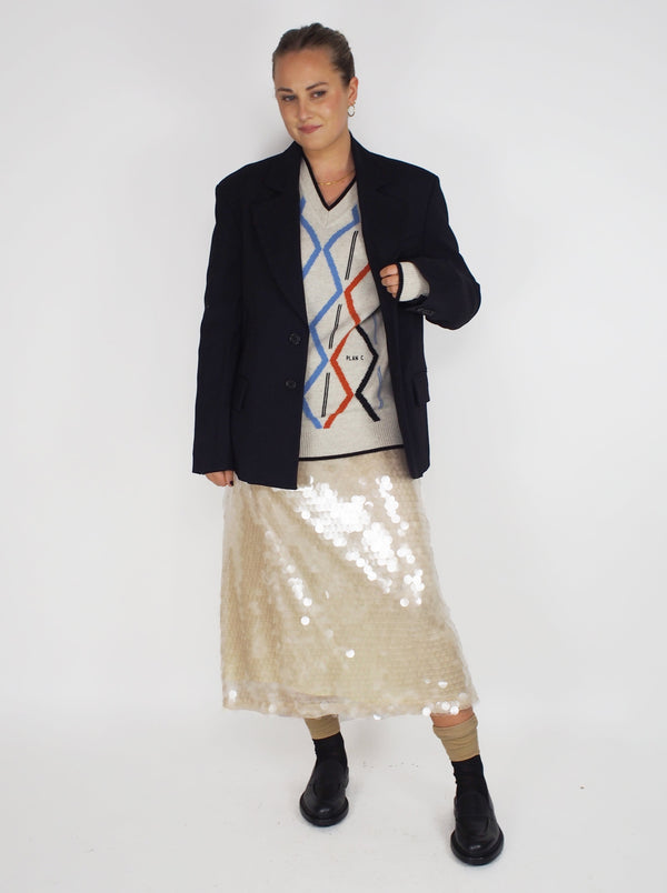 Sequins Midi Skirt - White Zinc