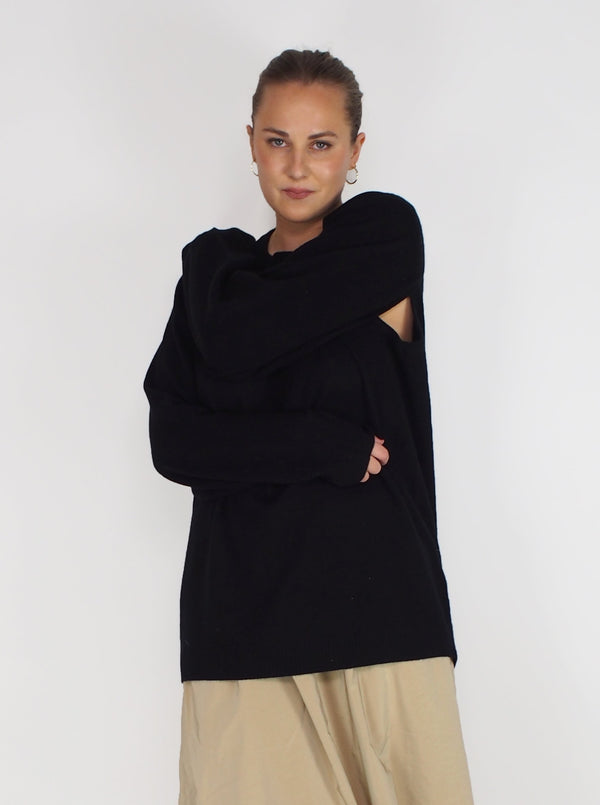 Feather Weight Cashmere Cocoon - Black