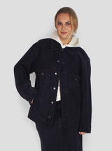 Black Denim Oversized Jean Jacket - Black