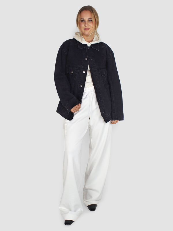 Black Denim Oversized Jean Jacket - Black