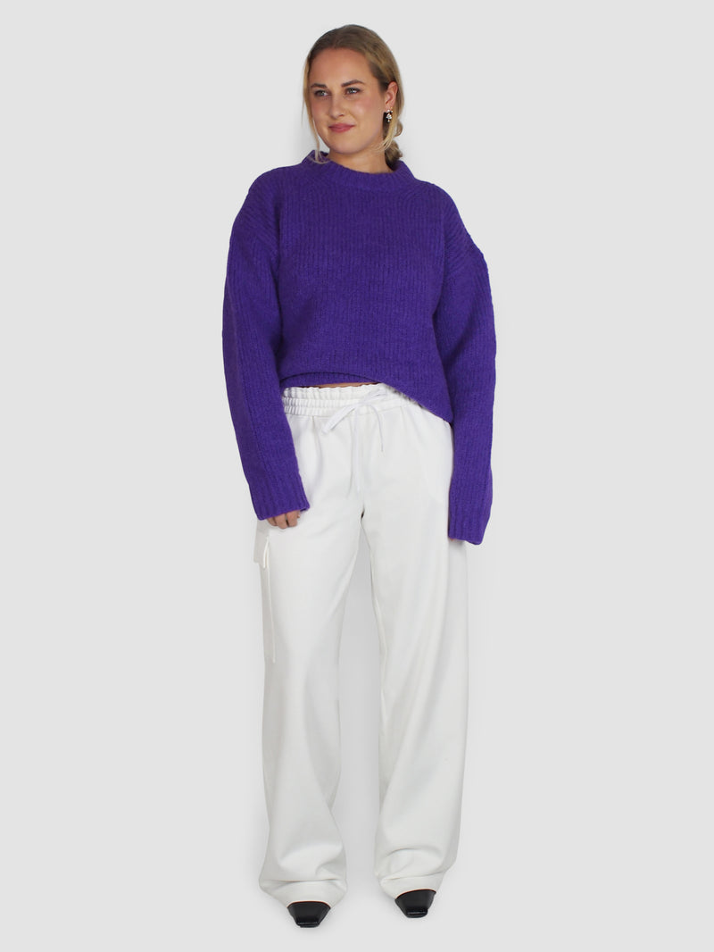 Airy Alpaca Crewneck Pullover - Purple
