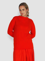 Skinlike Mercerized Wool Soft Sheer Pullover - Red