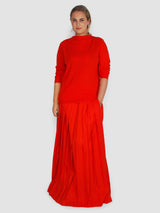 Skinlike Mercerized Wool Soft Sheer Pullover - Red