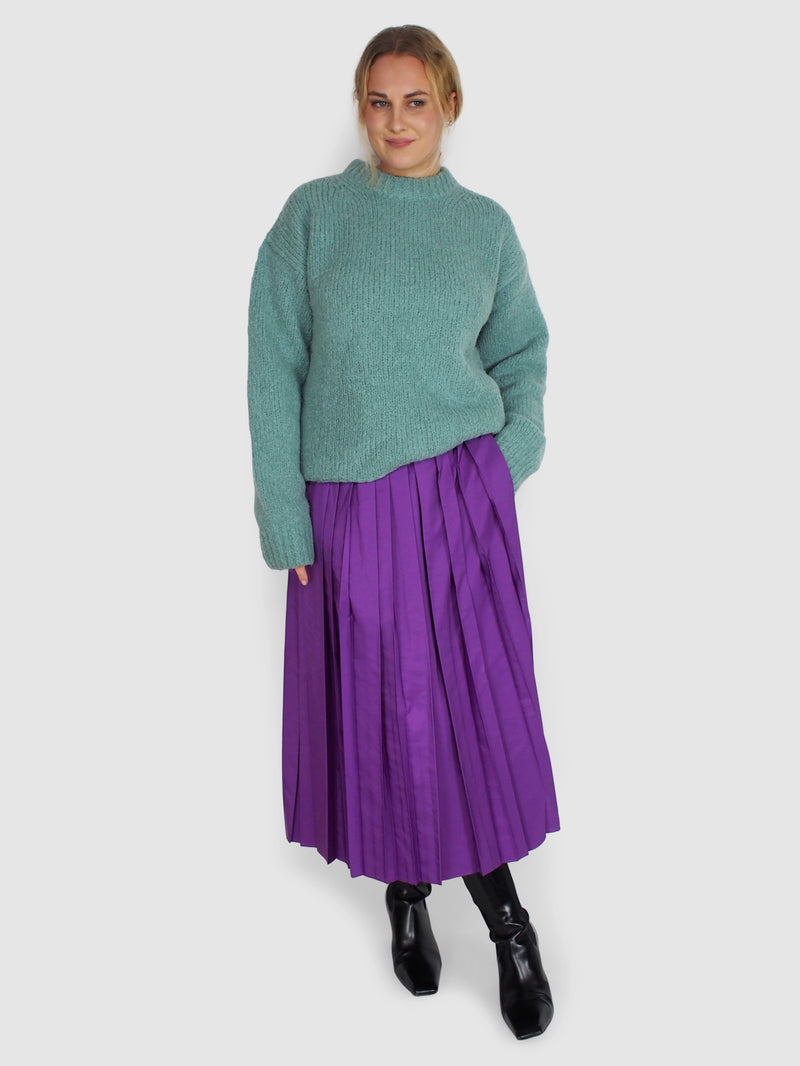 Italian Sporty Nylon Pleated Pullon Skirt - Purple