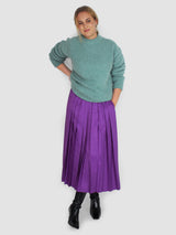 Italian Sporty Nylon Pleated Pullon Skirt - Purple