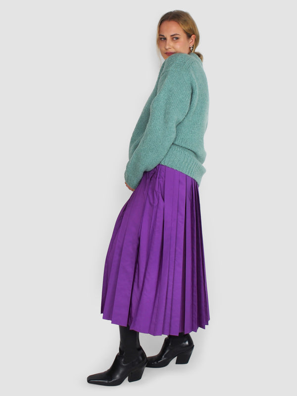 Italian Sporty Nylon Pleated Pullon Skirt - Purple